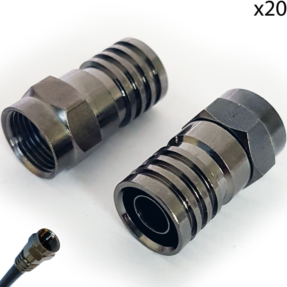 20x PRO Outdoor RG6 F Type Male Hex Crimp Connector Plug Aerial Coax CT100 Sky