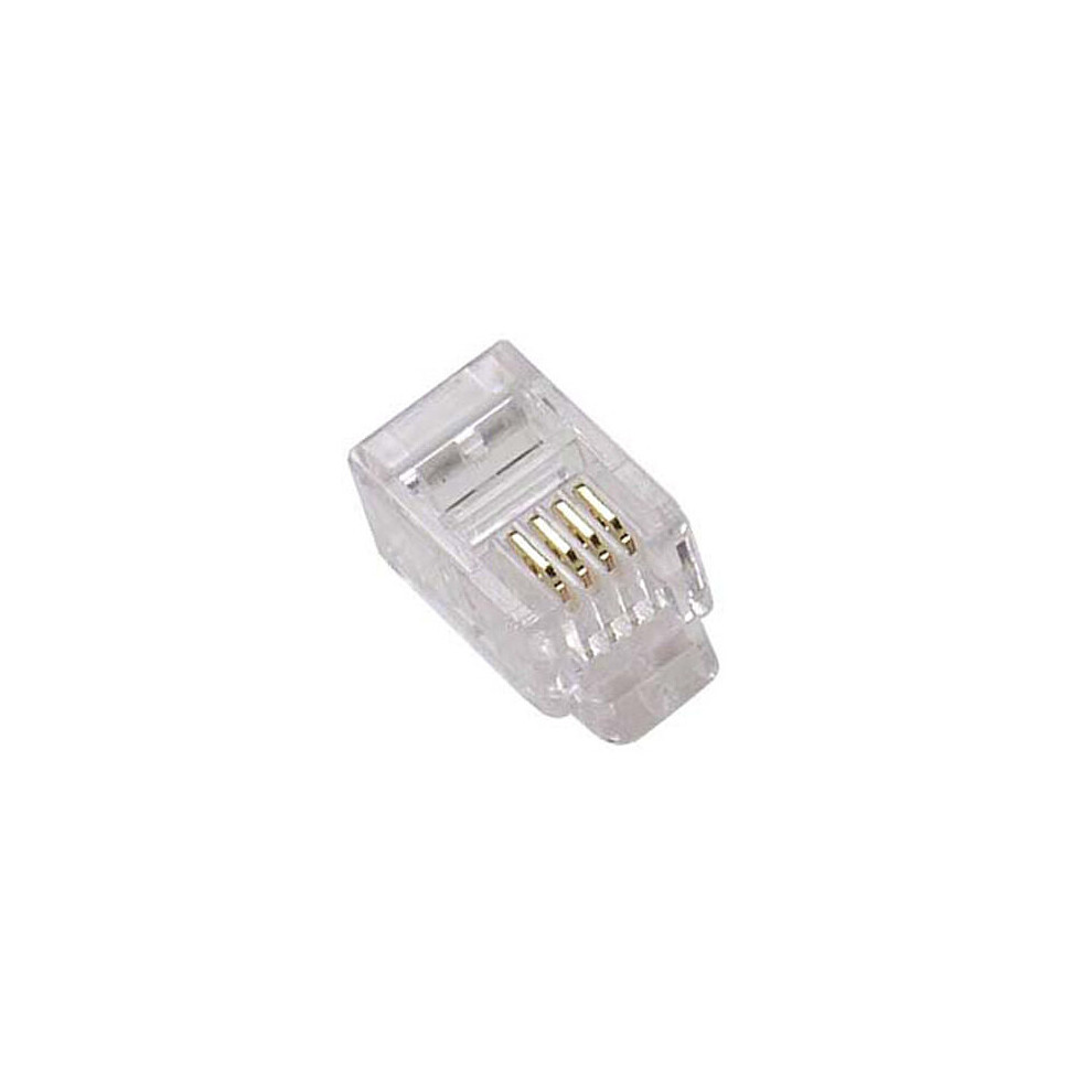 10x RJ11 RJ12 Gold Crimp Plugs 6P4C 4 Contact Pin End Connector ADSL FAX
