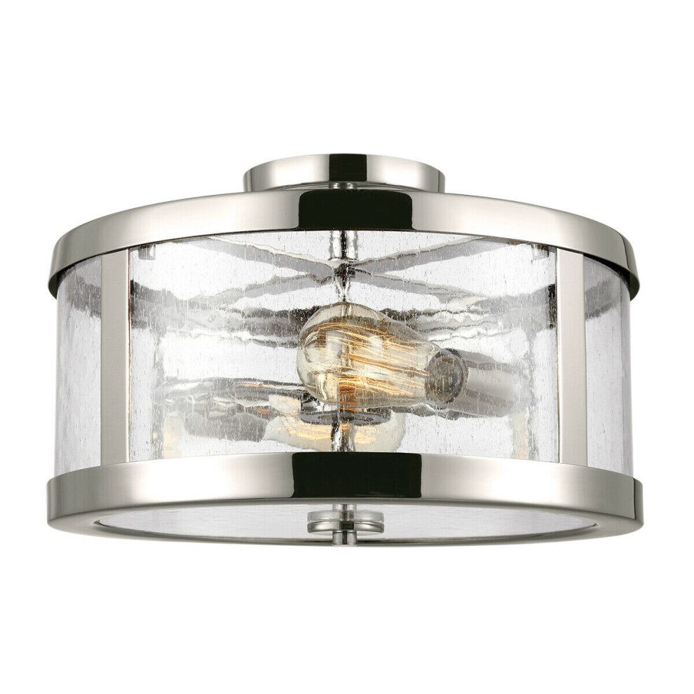 2 Bulb Semi flush Highly Polished Nickel Finish LED E27 60W Bulb