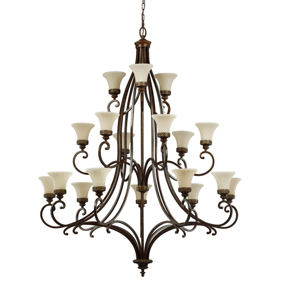 Loops 18 Bulb Chandelier Hanging Pendant Light Walnut Led E27 100W Bulb