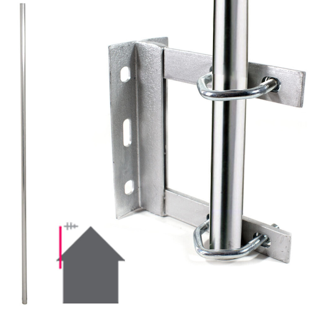 Galvanised Tv Aerial Wall Mounting Kit Straight 6 Foot Pole Mast Outdoor Bracket 5055538148323
