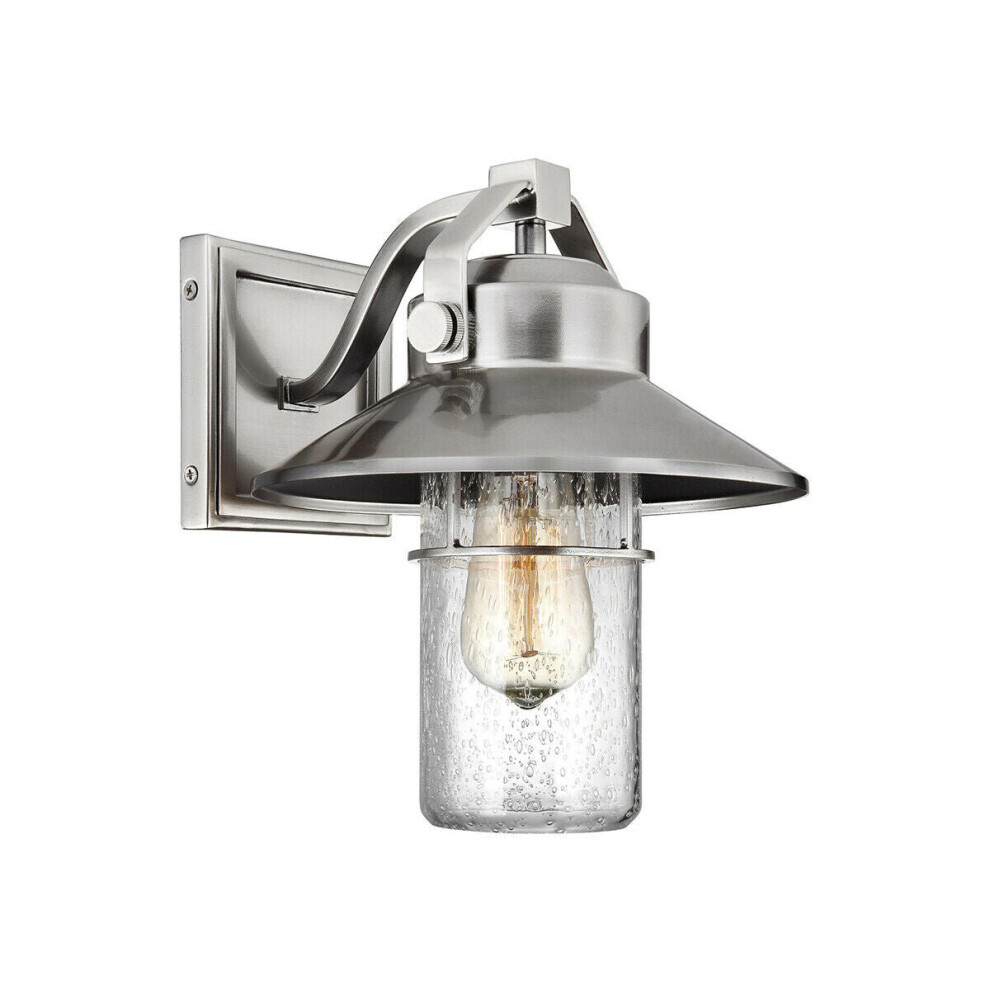 Loops Outdoor Ip44 1 Bulb Wall Light Lantern Painted Brushed Steel Led E27 60W D00636