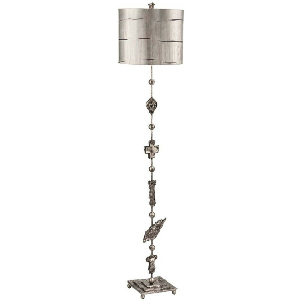 Loops Floor Lamp Silver Leaf Silhouettes Aged Silver Led E27 100W