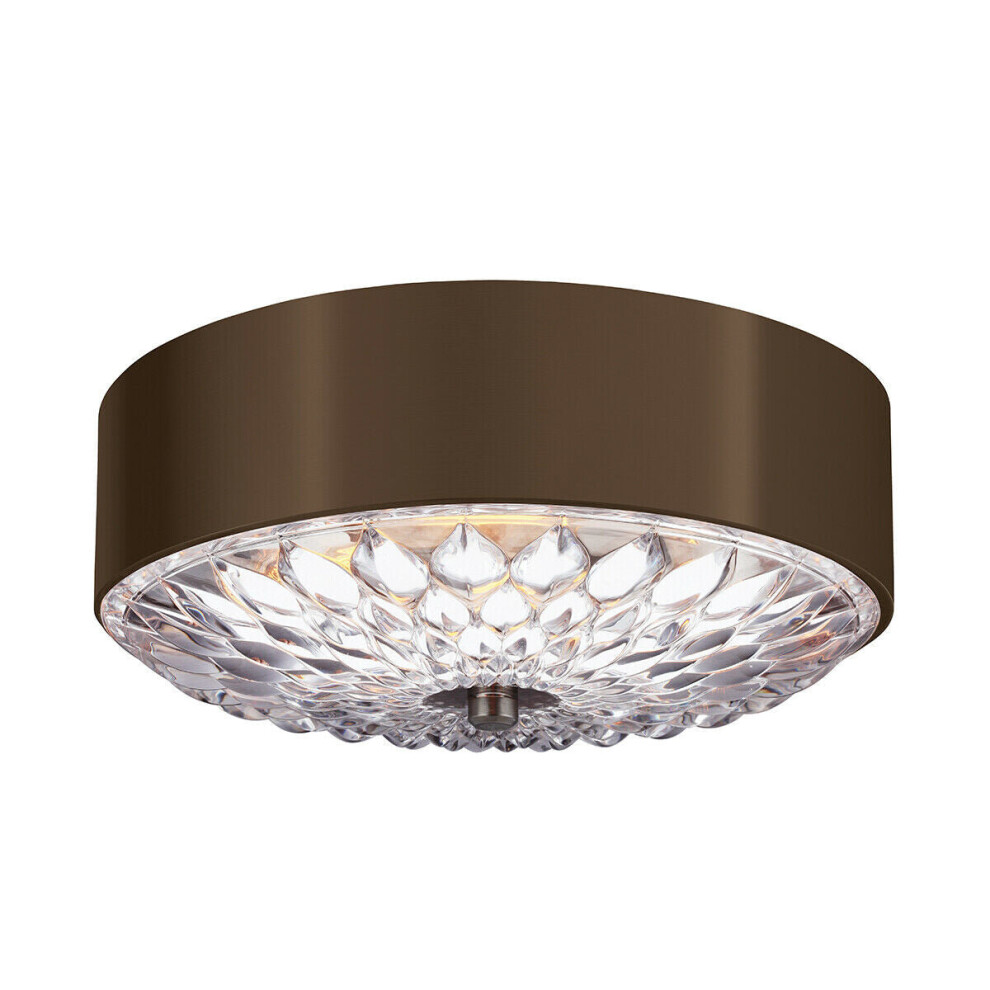 Loops 3 Bulb Flush Low Ceiling Aged Brass Finish Led E27 60W Bulb Light/Dark