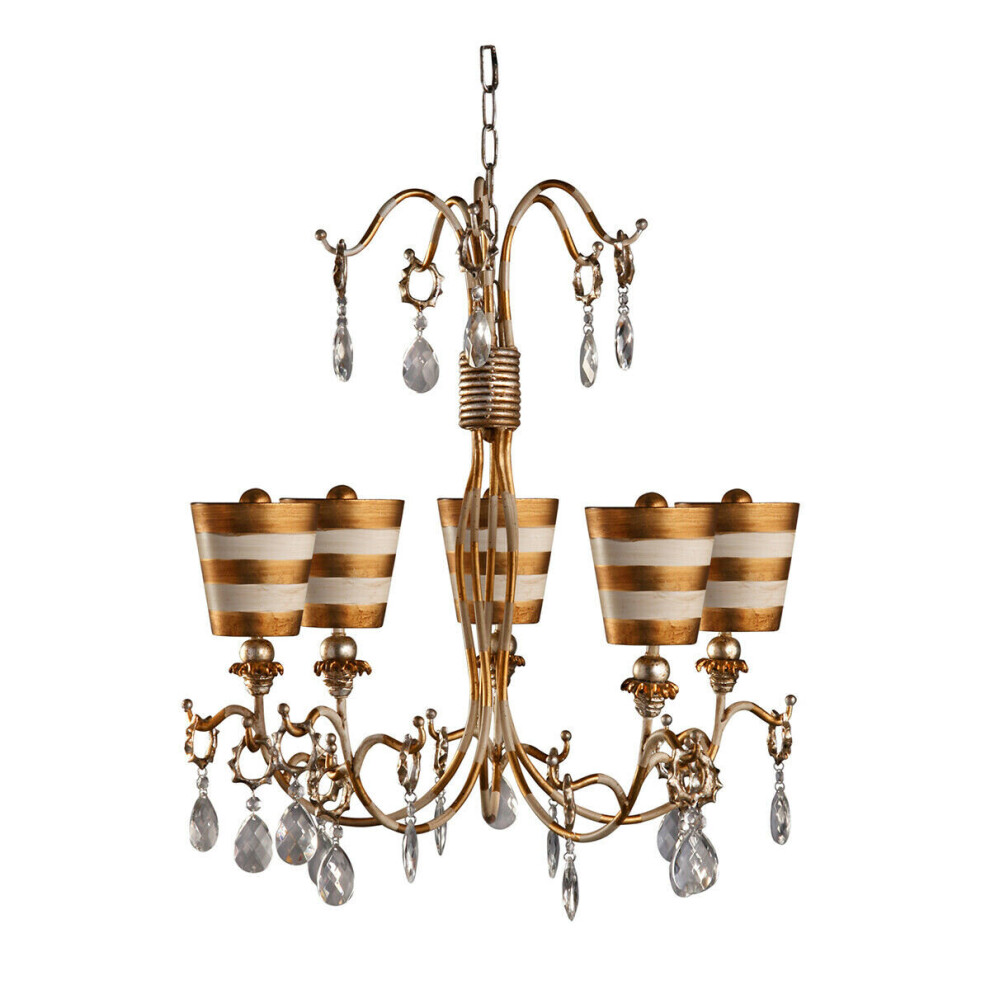 Loops 5 Bulb Chandelier Hanging Pendant & Patina Led E27 40W Bulb Light/Gold/Cream
