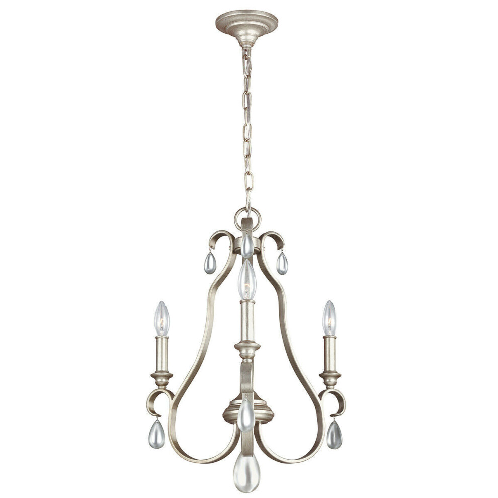 Loops 3 Bulb Chandelier Hanging Pendant Light Sunrise Silver Led E14 60W Bulb