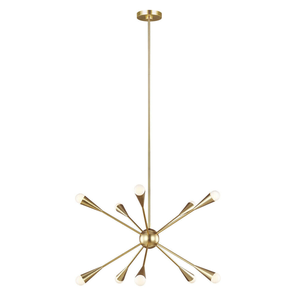 Loops 10 Bulb Chandelier Hanging Pendant Burnished Brass Led G9 3.5W Bulb Light