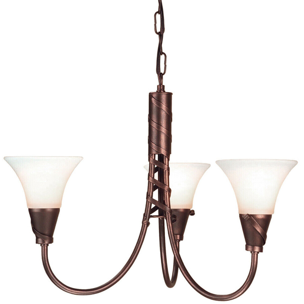 Loops 3 Bulb Chandelier Hanging Pendant Light Copper Patina Led E14 60W Bulb