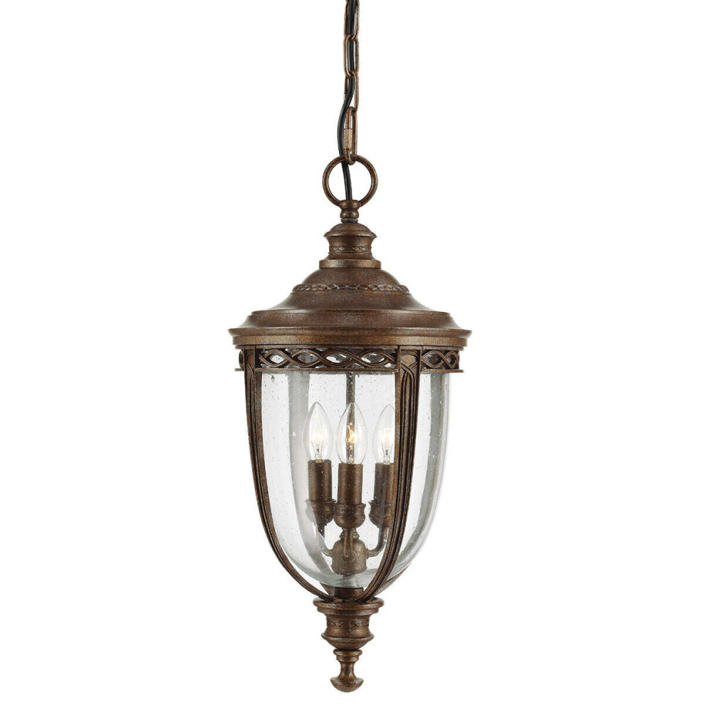 Loops Ip23 3 Bulb Traditional Chain Lantern British Led E14 60W Light/Bronze