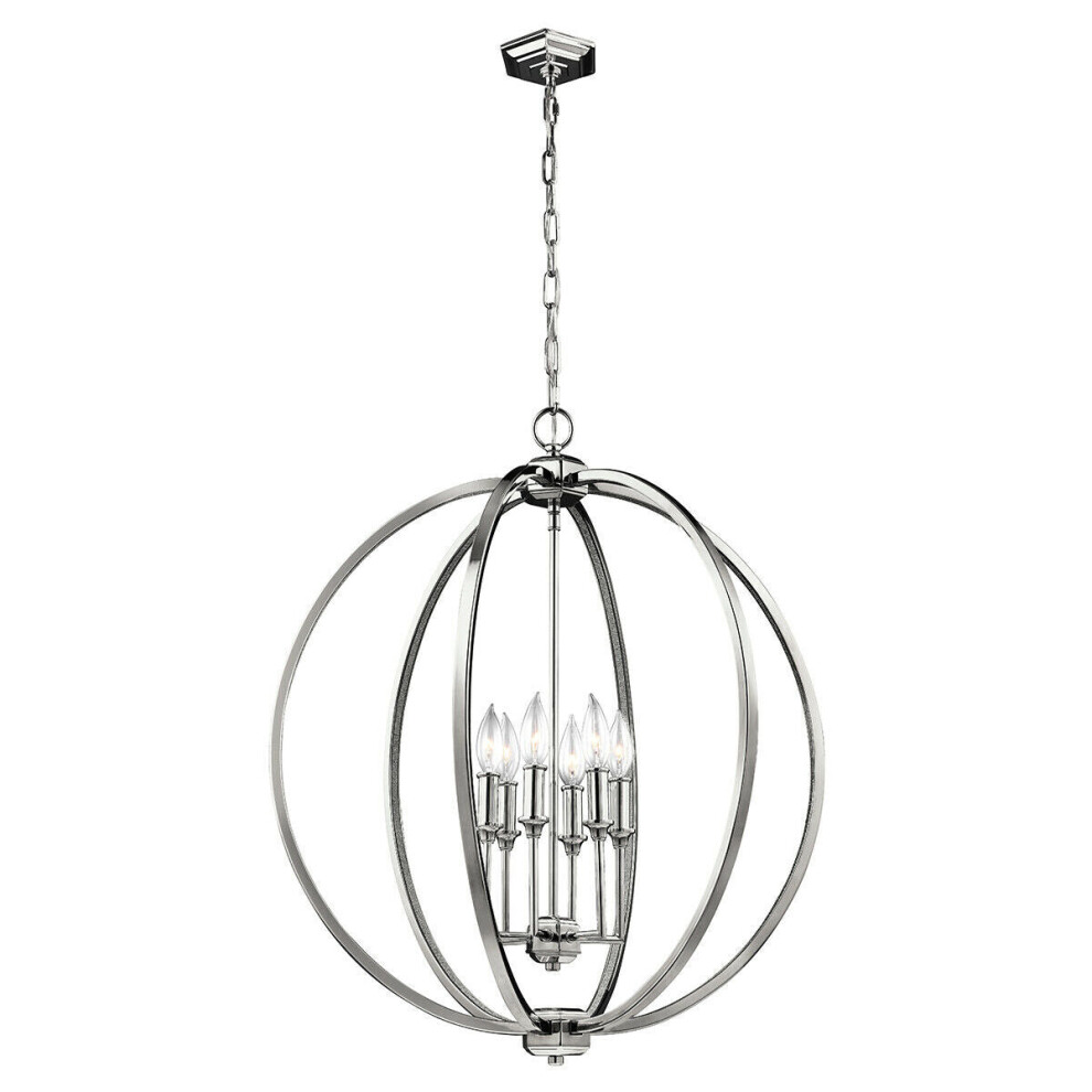 Loops 6 Bulb Ceiling Pendant Fitting Highly Polished Nickel Led E14 60W Light