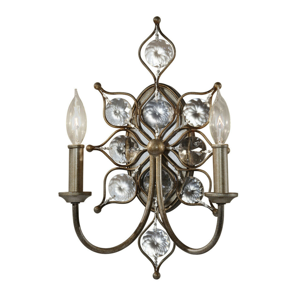 Loops Twin Wall Sconce Burnished Led E14 60W Bulb Light/Silver