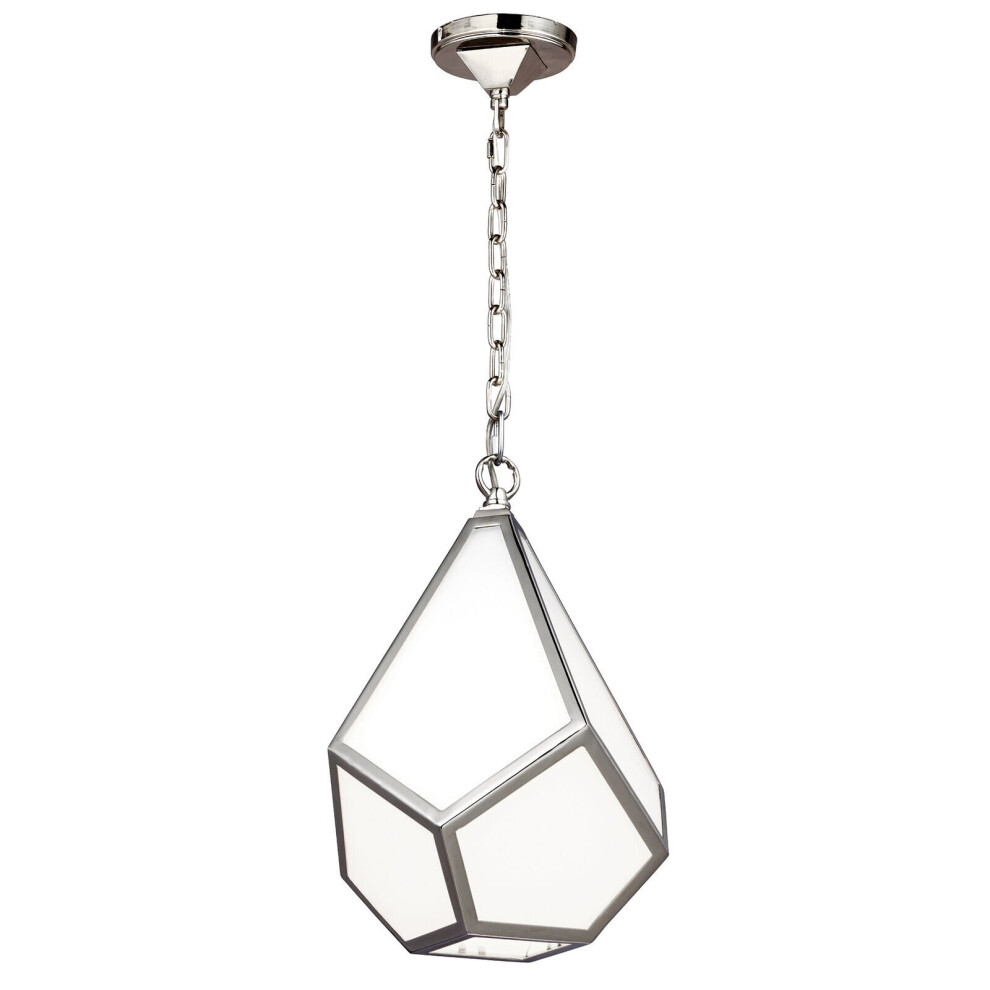Loops Ceiling Pendant Opal Acrylic Panels Polished Nickel Led E27 60W Light/White