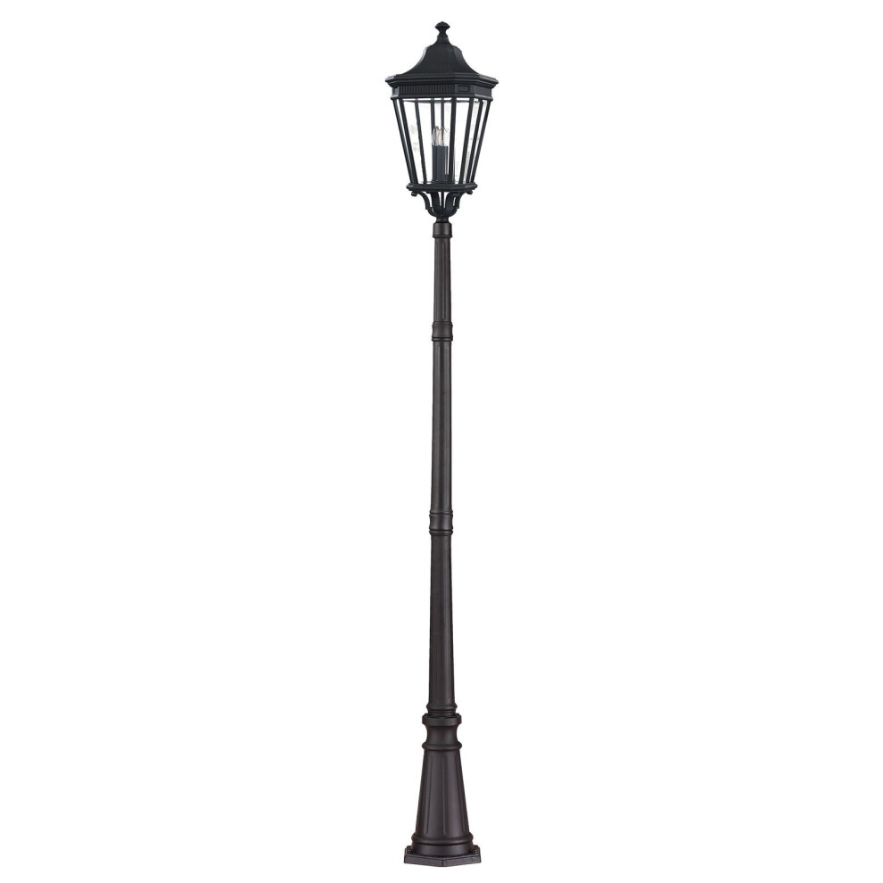 Loops Outdoor Ip44 3 Bulb Lamp Post Light Black Led E14 60W Bulb Outside External