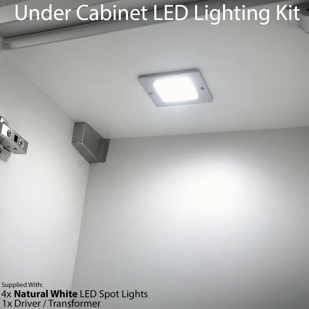 4x 5W LED Spotlight & Driver Kit Kitchen Cabinet Panel Light NATURAL WHITE