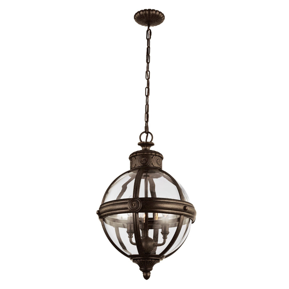 Loops 3 Bulb Chandelier Hanging Pendant British Led E14 60W Bulb Light/Bronze