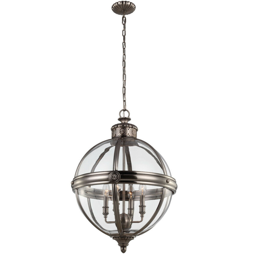 4 Bulb Chandelier Hanging Pendant LIght Antique Nickel LED E14 60W Bulb