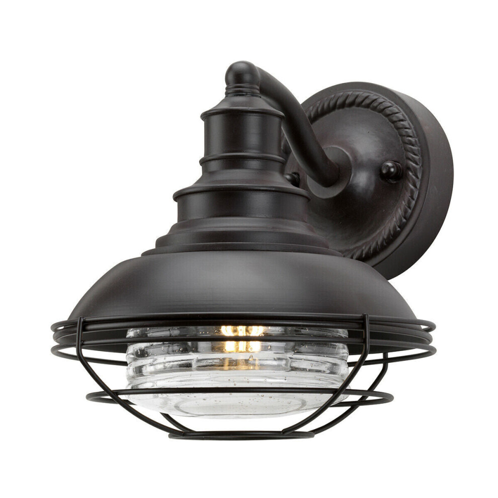 Loops Ip43 Wall Light Sconce Old Bronze Led E27 60W Bulb Outside External