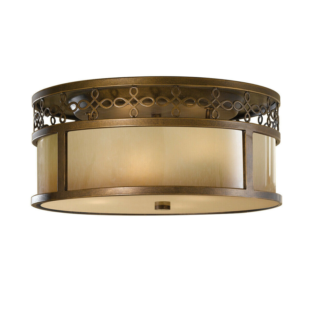 Loops 3 Bulb Flush Low Ceiling Astral Led E27 60W Bulb Light/Bronze