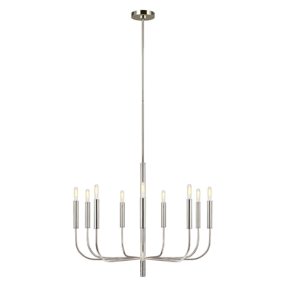 9 Bulb Chandelier LIght Highly Polished Nickel LED E14 60W
