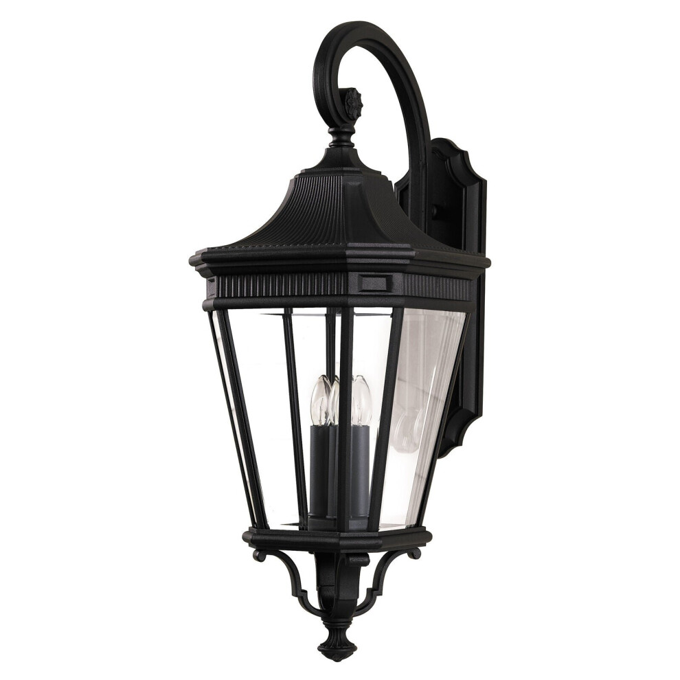 Outdoor IP44 3 Bulb Wall Light Sconce Black LED E14 60W Bulb External d00671