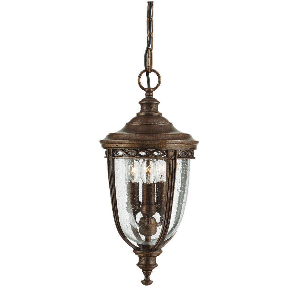Loops Ip23 3 Bulb Classic Chain Lantern British Led E14 60W Light/Bronze
