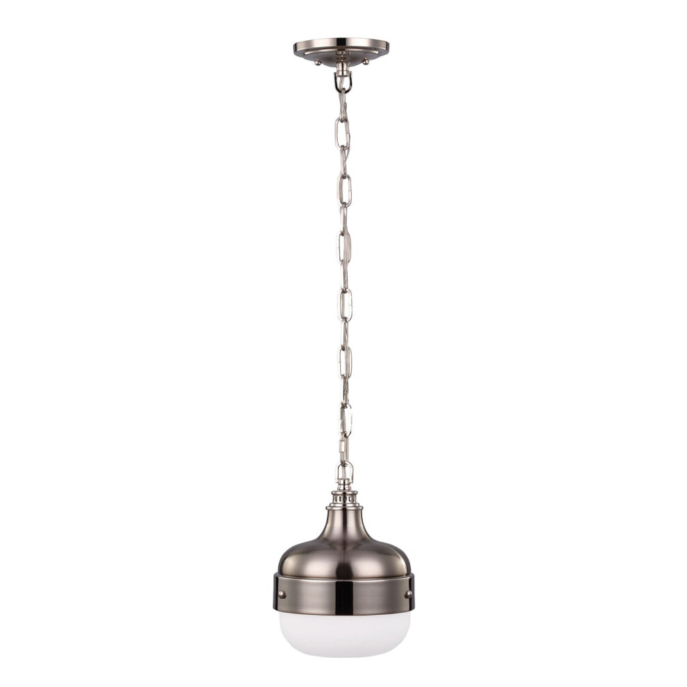 Loops 1 Bulb Ceiling Pendant Light Polished Nickel Finish Brushed Steel Led E27 75W