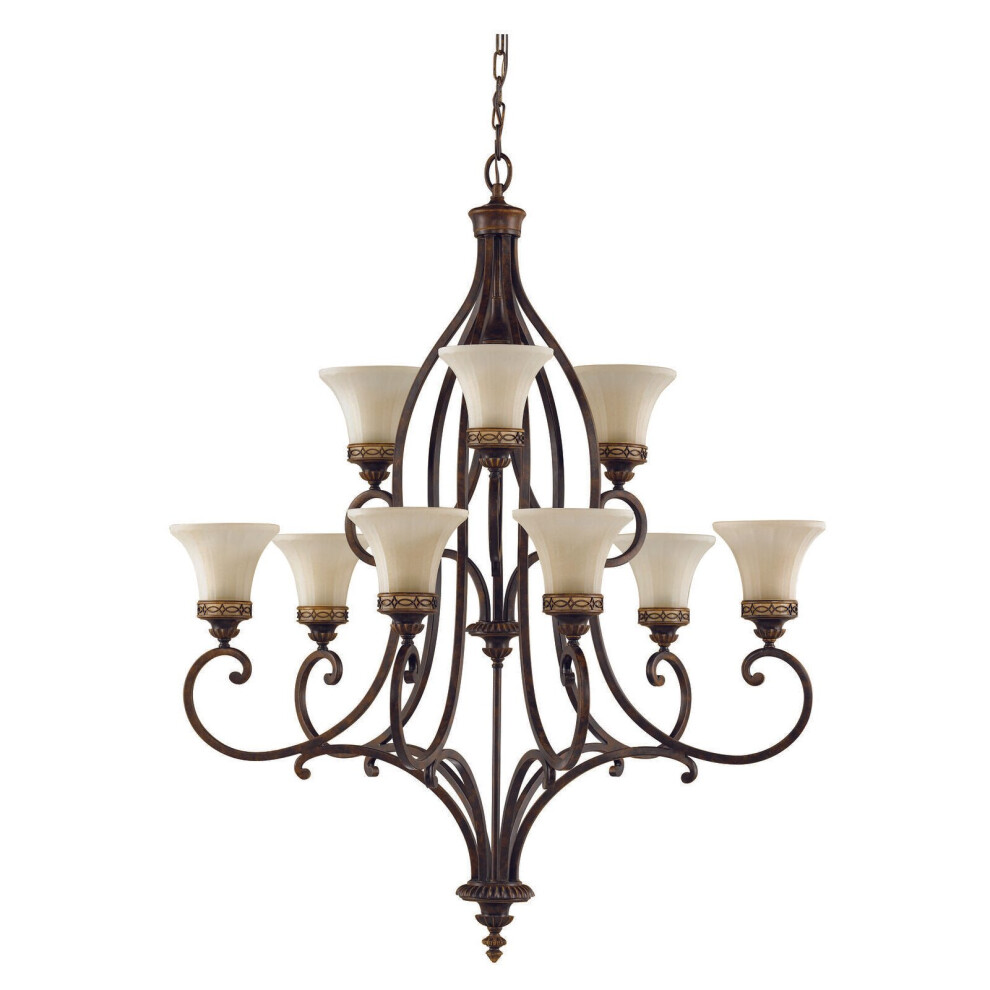 Loops 9 Bulb Chandelier Hanging Pendant Light Walnut Led E27 100W Bulb