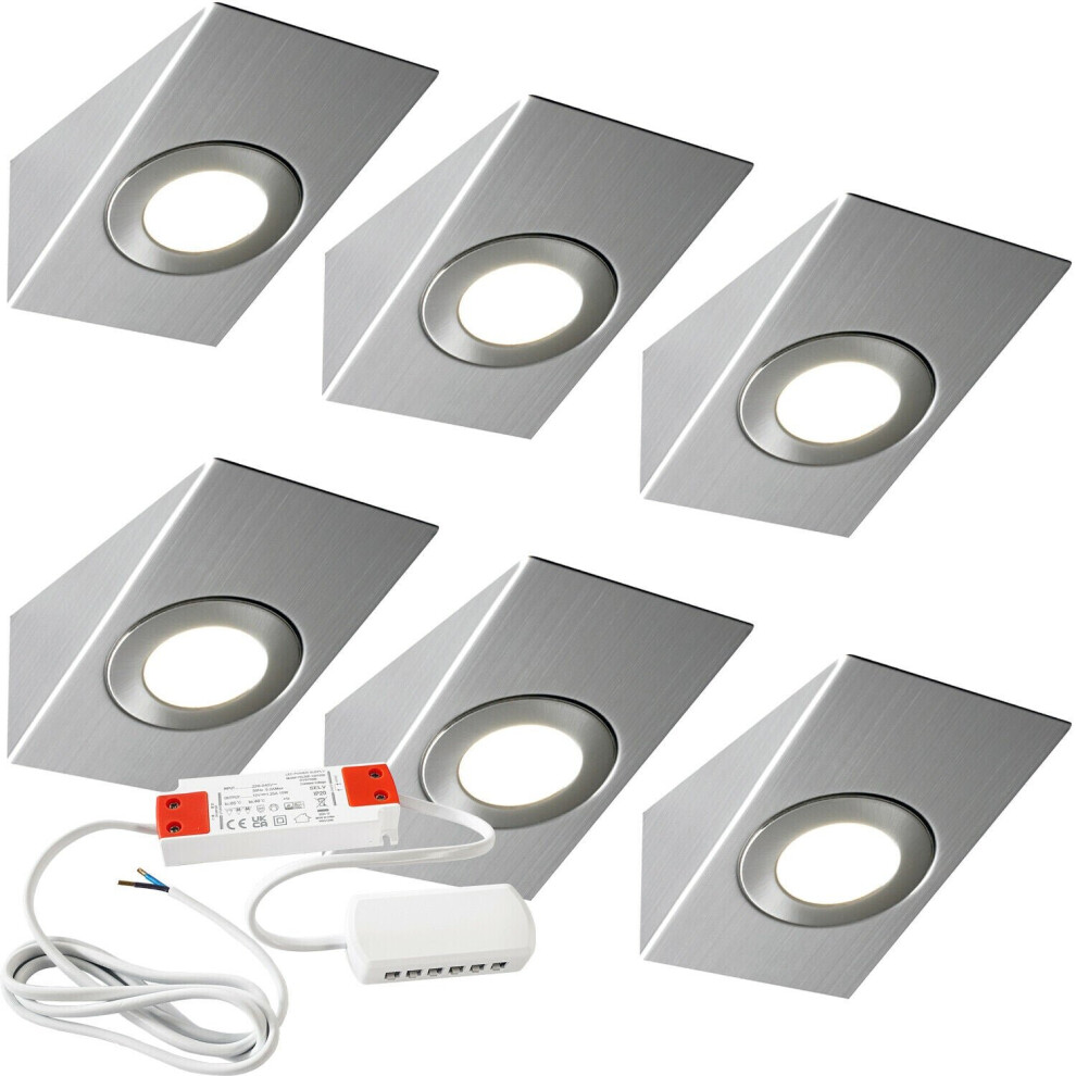 6x 2.6W LED Kitchen Wedge Spot Light & Driver Kit Stainless Steel Warm White