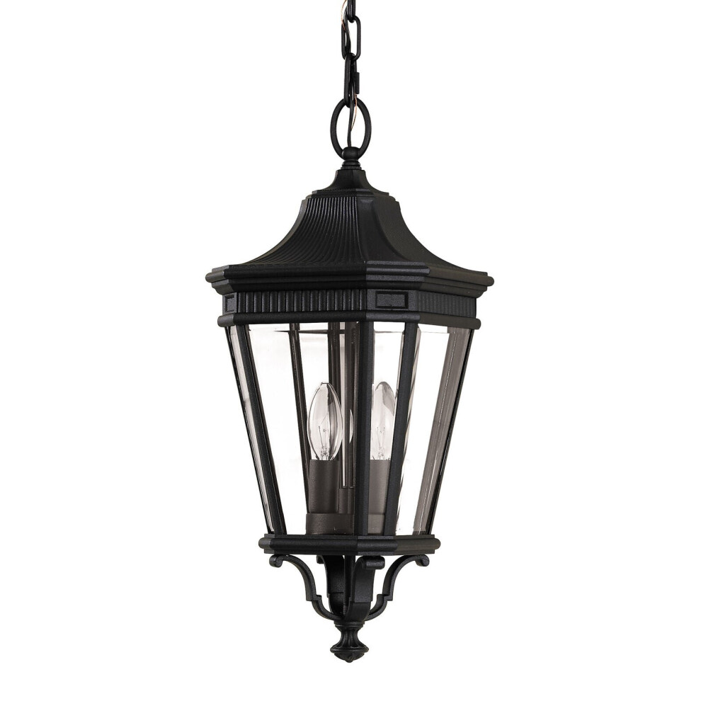 Loops Ip23 2 Bulb Chain Lantern Led E14 60W Bulb Outside External Black