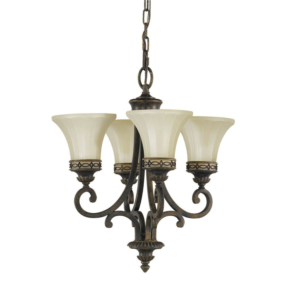 Loops 4 Bulb Chandelier Hanging Pendant Light Walnut Led E27 100W Bulb