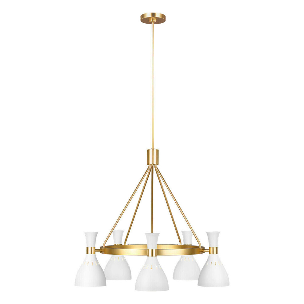 Loops 5 Bulb Chandelier Matte / Burnished Brass Led E27 60W Light/White