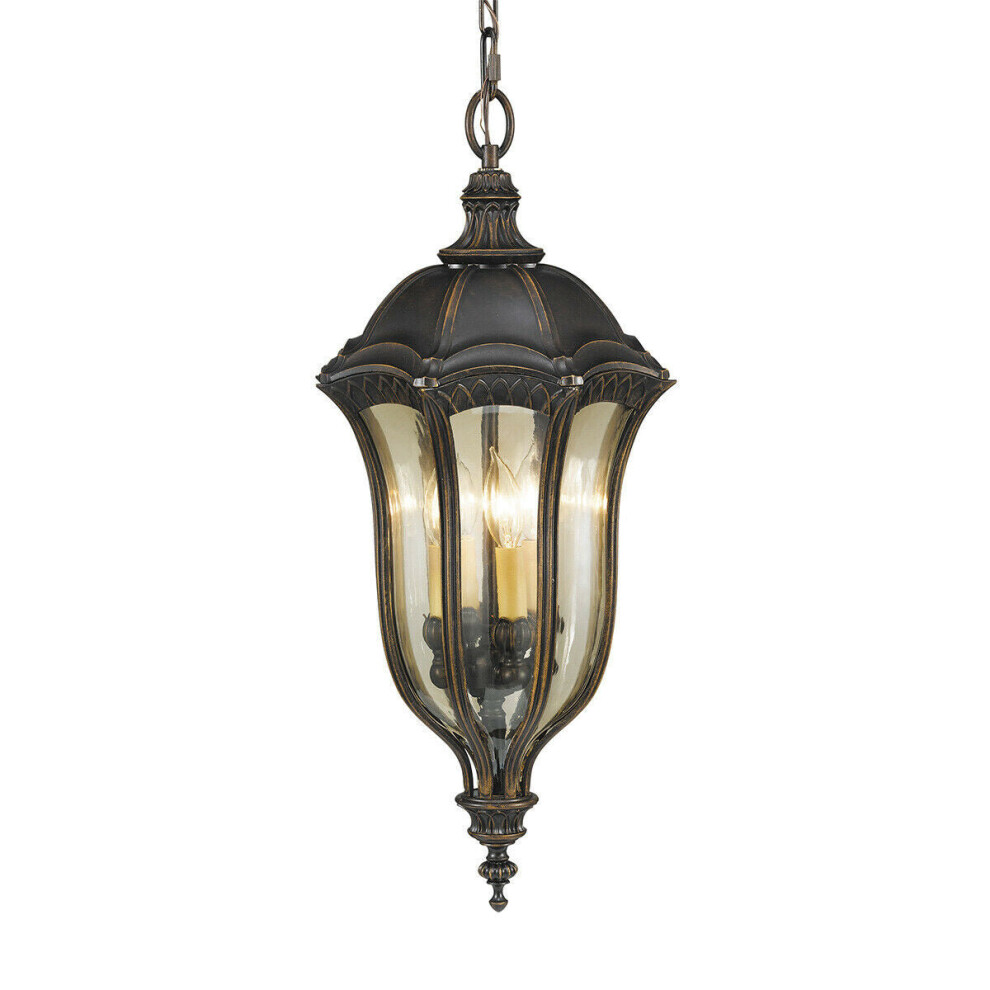 Loops Outdoor Ip44 4 Bulb Chain Lantern Walnut Led E14 60W Bulb Outside External