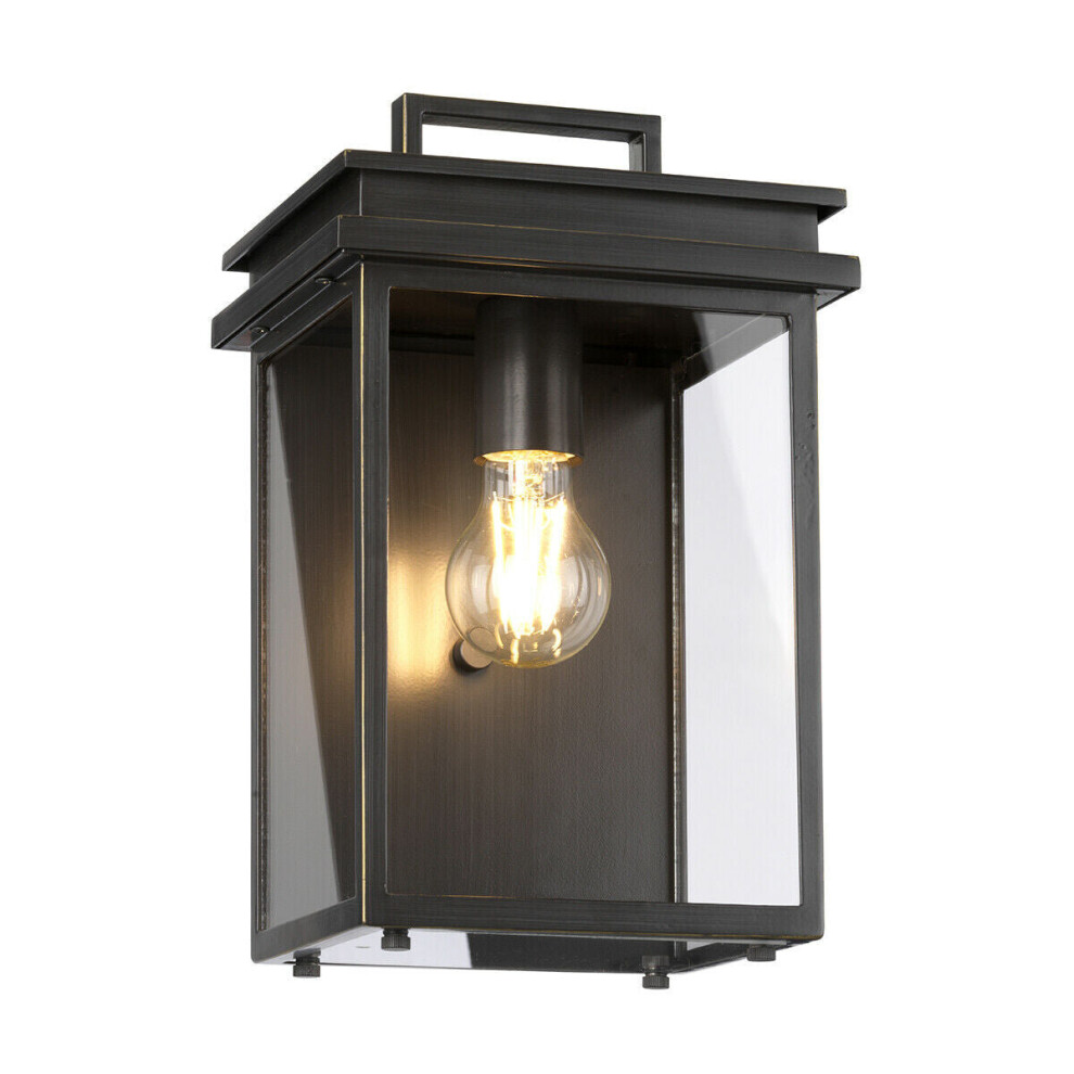 Loops Outdoor Ip44 1 Bulb Wall Lantern Antique Led E27 60W D00745 Light/Bronze