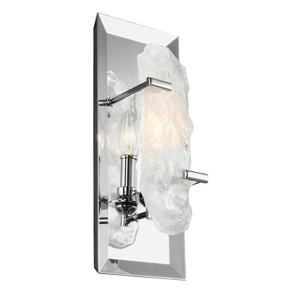 Wall Light Crystal Glass Held By Chrome Arms Concealed Bulb Chrome LED E14 60W