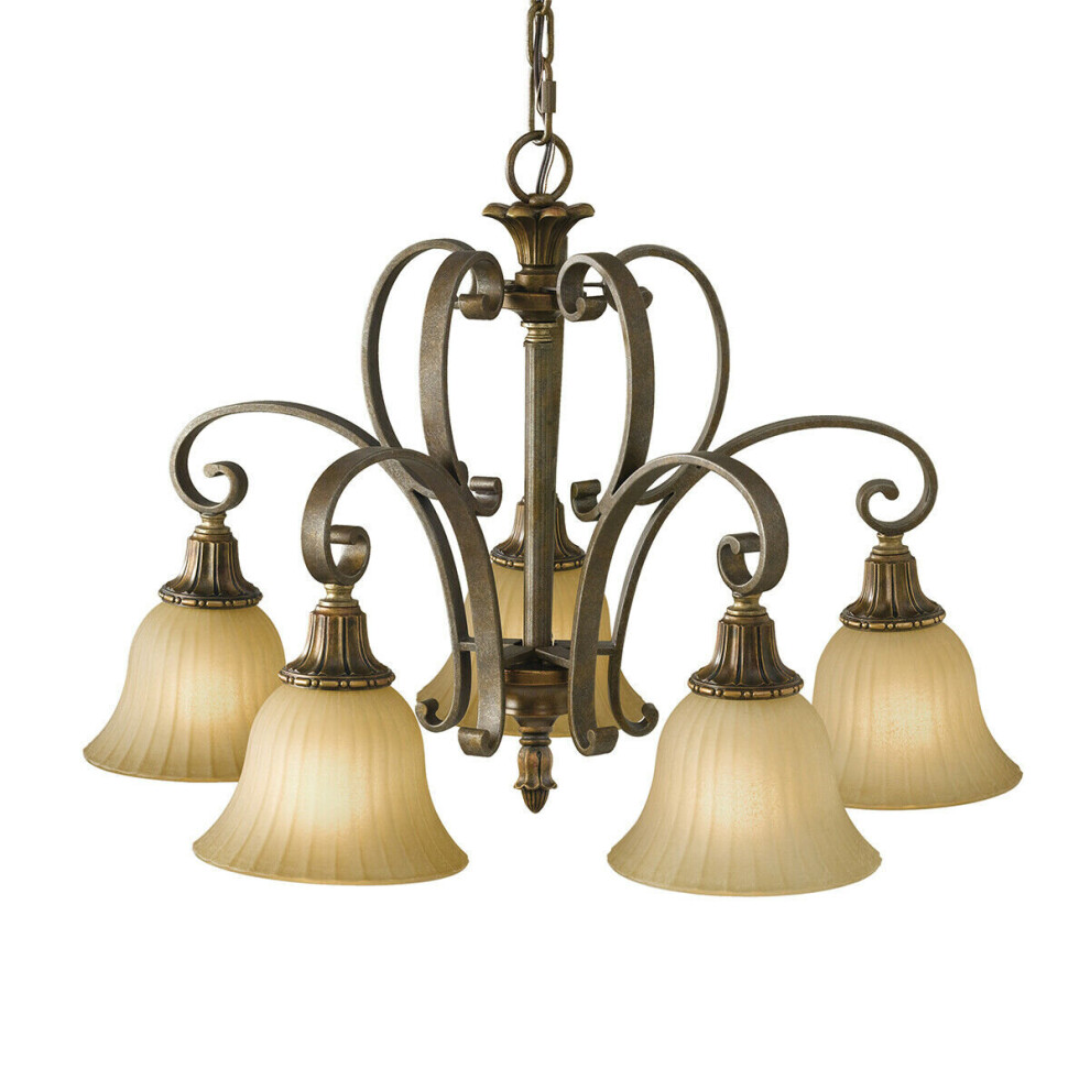 Loops 5 Bulb Chandelier Firenze British Led E14 60W Light/Gold/Bronze
