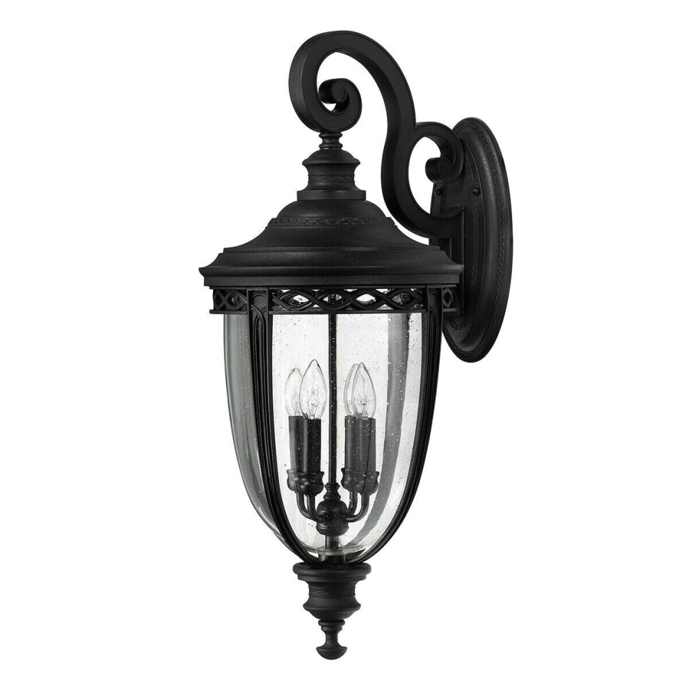 Loops Outdoor Ip44 4 Bulb Wall Light Sconce Black Led E14 60W Bulb Outside External