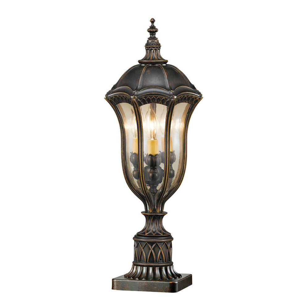 Loops Outdoor Ip44 3 Bulb Wall Ground Pedestal Walnut Led E14 60W