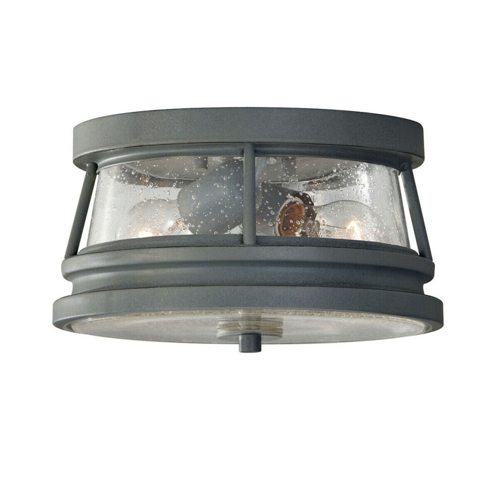 Loops Outdoor Ip44 2 Bulb Flush Light Storm Cloud Led E27 60W Bulb Outside External