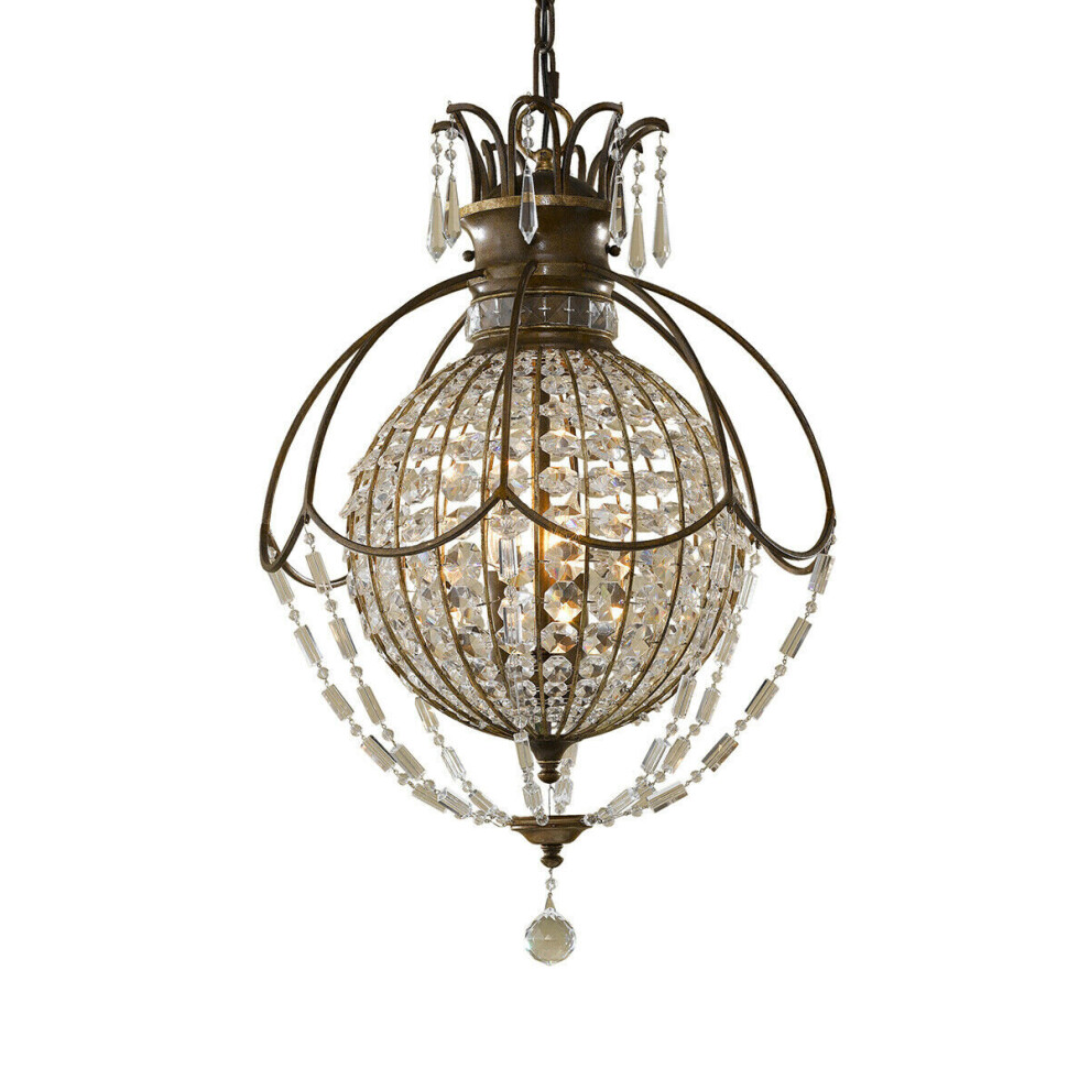 Loops 3 Bulb Chandelier Oxidized British Led E14 60W Light/Bronze