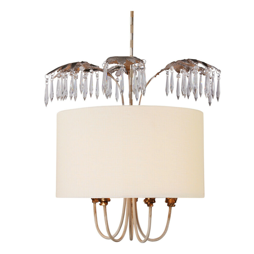 Loops 5 Bulb Ceiling Pendant Light Fitting Cream Patina Gold & Silver Leaf Led E14 40W