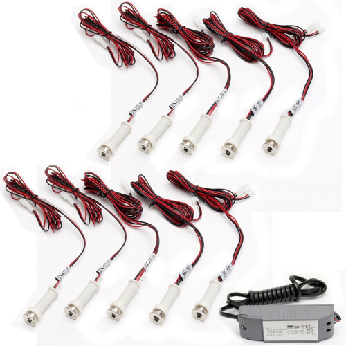 Loops ROUND LED Plinth Light Kit 10x WARM WHITE Spotlight Kitchen Bathroom Floor Panel
