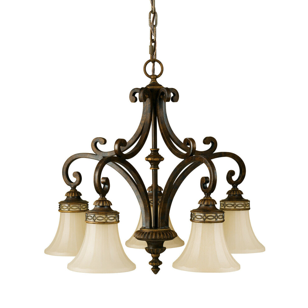 Loops 5 Bulb Chandelier Hanging Pendant Light Walnut Led E27 60W Bulb