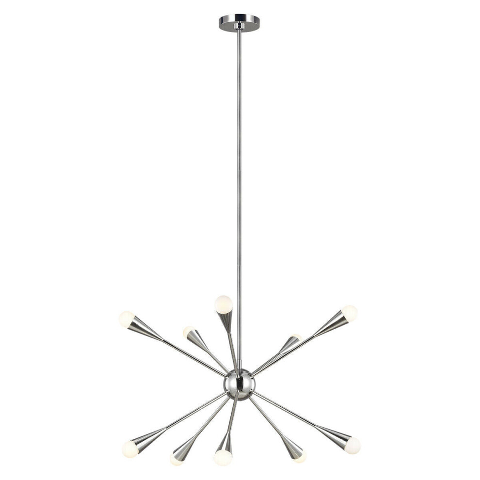 Loops 10 Bulb Chandelier Light Highly Polished Nickel Led G9 3.5W