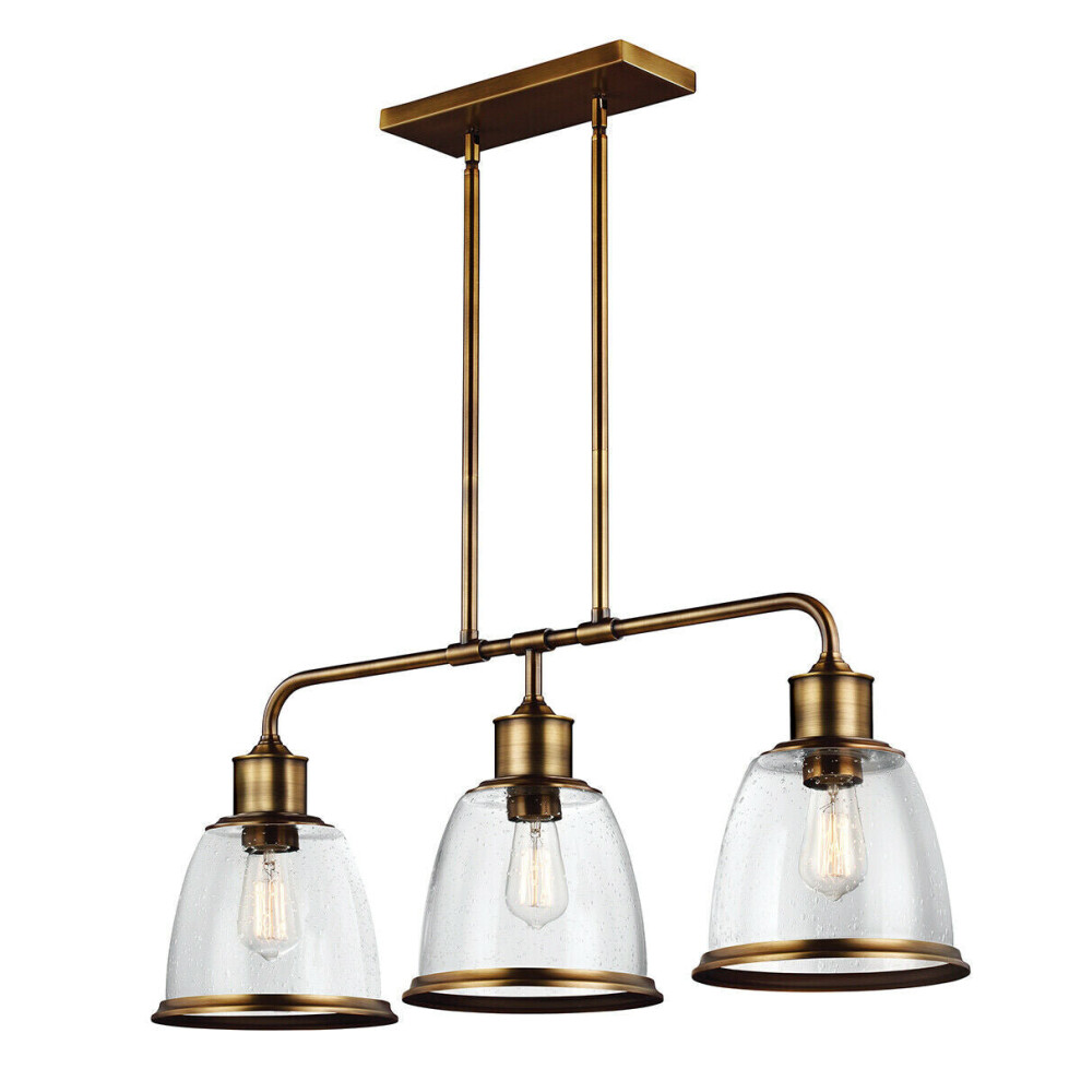 Loops 3 Bulb Chandelier Hanging Pendant Aged Brass Finish Led E27 75W Bulb Light