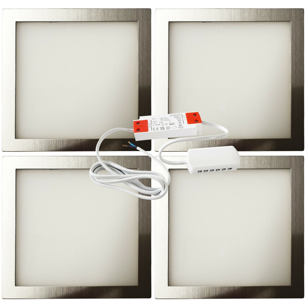 4x 6W LED Kitchen Flush Panel Spot Light & Driver Brushed Nickel Natural White