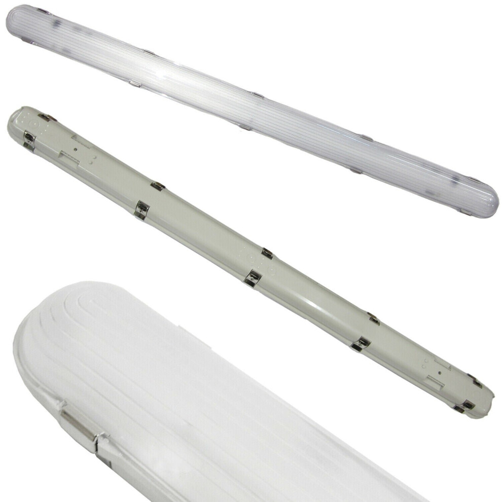 2x IP65 LED BattenLight Fitting 4FT 24W 2400lm 4000K Non Corrosive Warehouse
