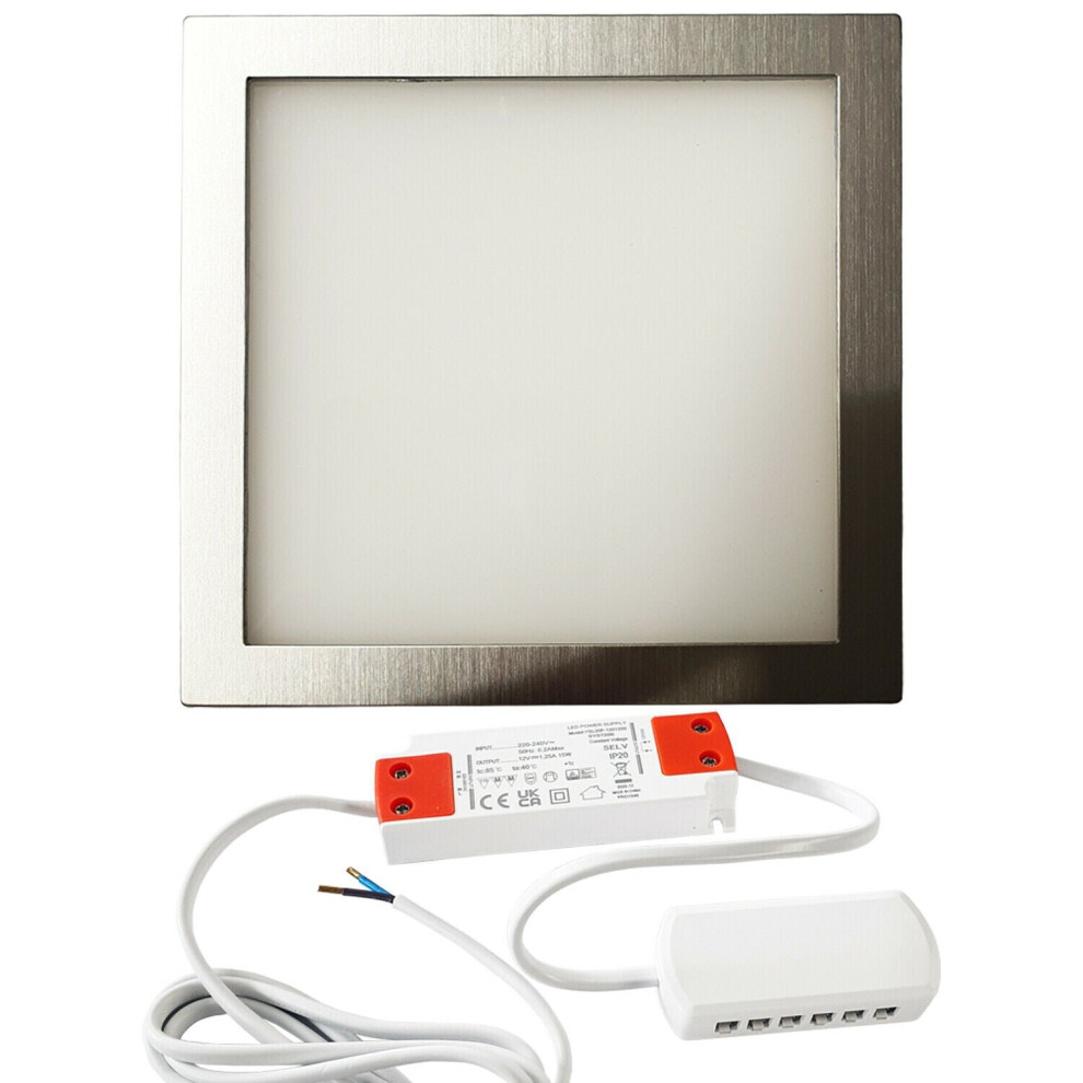 1x 6W LED Kitchen Flush Panel Spot Light & Driver Brushed Nickel Natural White