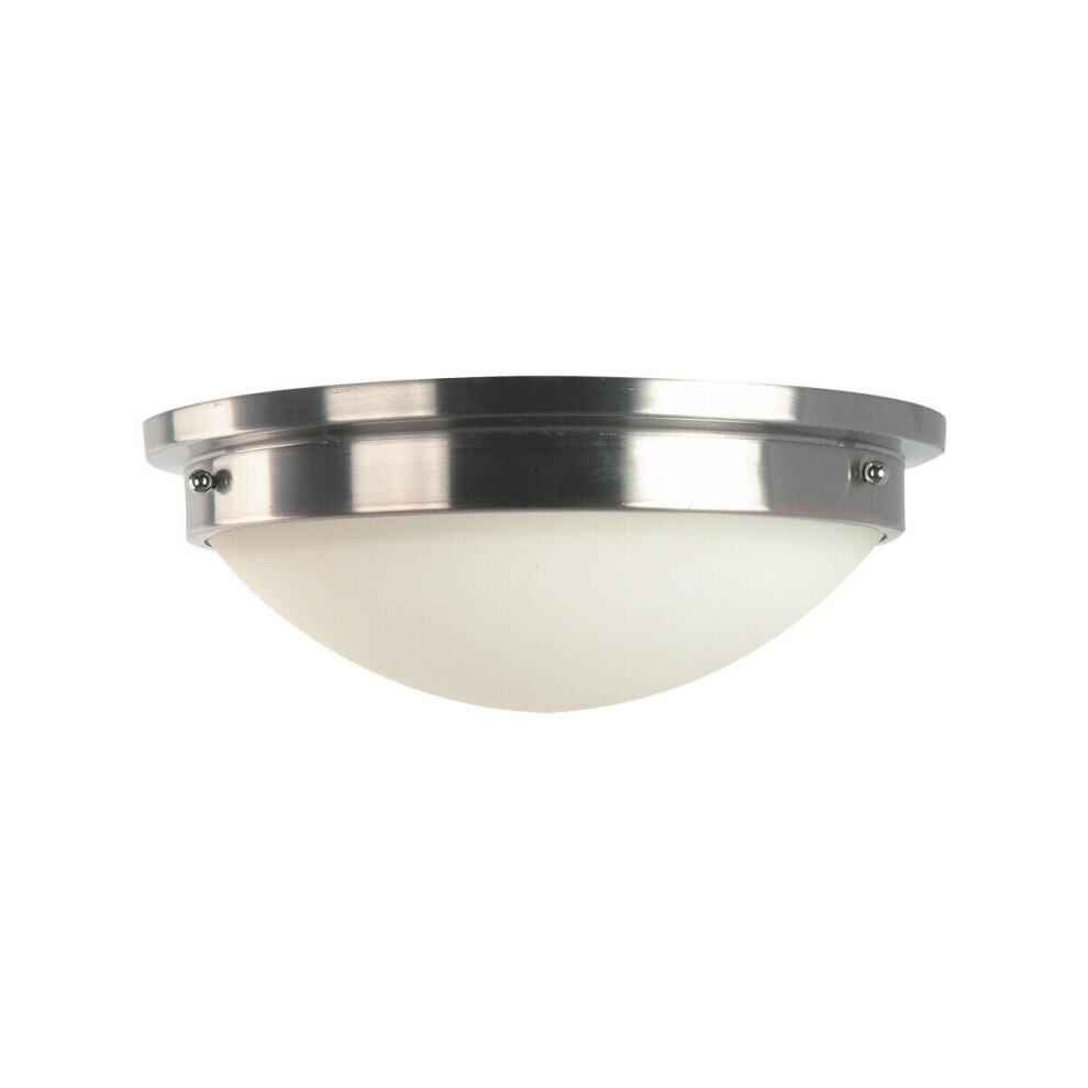 2 Bulb Flush Light Low Ceiling Polished Nickel Finish LED E27 60W Bulb