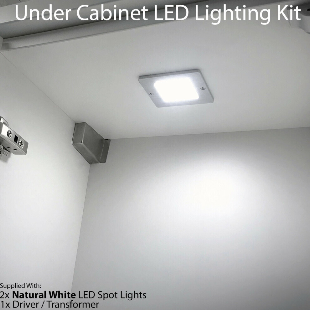 2x 5W LED Spotlight & Driver Kit Kitchen Cabinet Panel Light NATURAL WHITE
