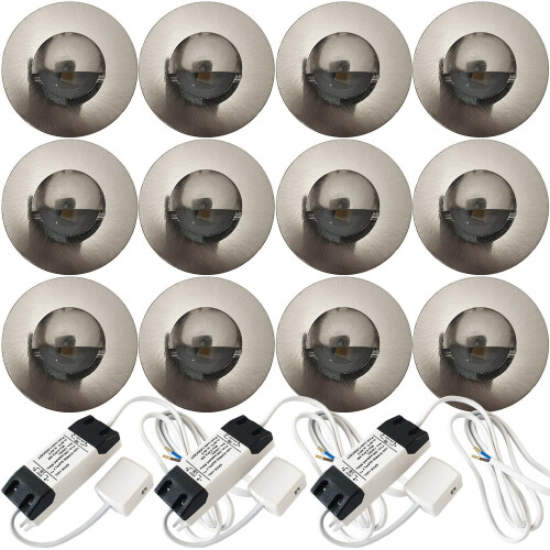 Loops Eyelid LED Plinth Light Kit 12x Round Spotlight Kitchen Bathroom Floor Panel